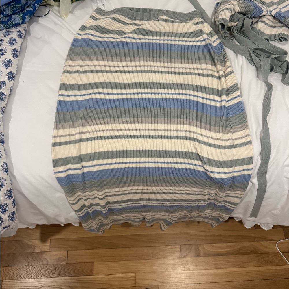 Sabo Skirt Striped Knit Set in Blue and Cream - Picture 3 of 3